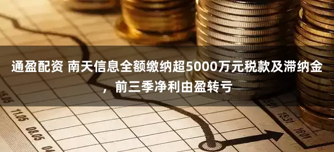 通盈配资 南天信息全额缴纳超5000万元税款及滞纳金，前三季净利由盈转亏