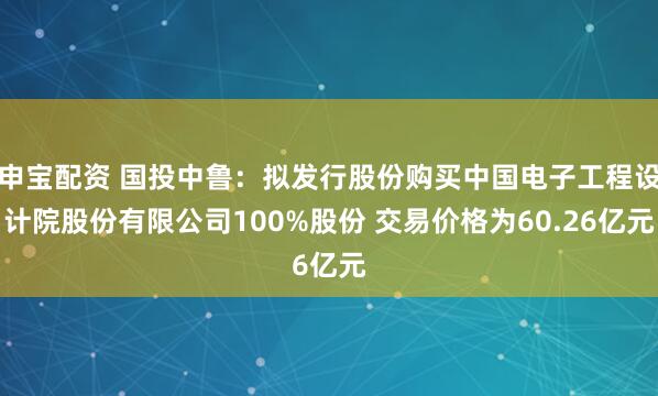 申宝配资 国投中鲁：拟发行股份购买中国电子工程设计院股份有限公司100%股份 交易价格为60.26亿元